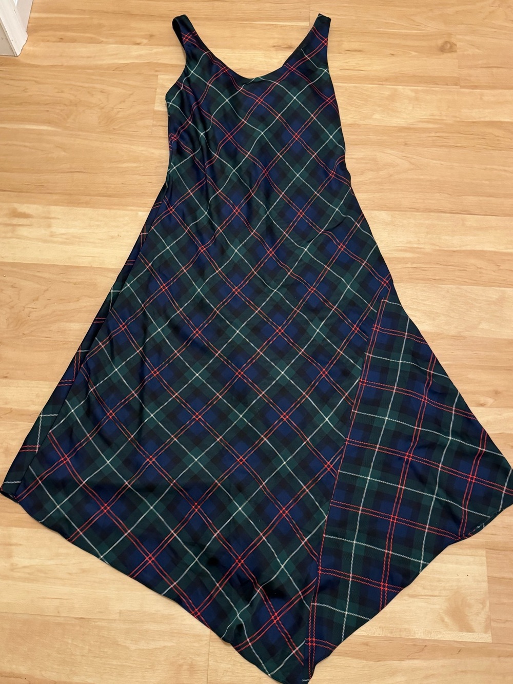 Lauren Ralph Lauren Tartan Sleeveless Tank Bias Cut Asymmetrical Dress Size 4